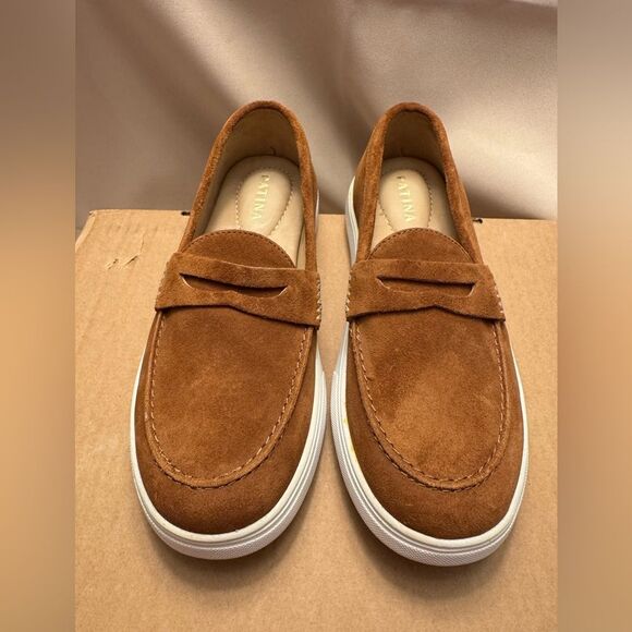 Patina Portland tan Suede leather Penny Loafers casual comfortable size 7 flats - Picture 4 of 9